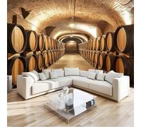 Murale Photo Papier Peint 350 x 256 cm Intissé Tableaux Poster Mural Tapisserie Cave À Vin Souterraine Barriques Vin Papier Peint Panoramique Brun Salon Maison Décorative Tenture Appartement