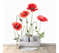 Murale Photo Papier Peint 400 x 280 cm Décoration Intissé Tableaux Poster Muraux Tapisserie Coquelicot rouge panoramique Chambre Paysage Déco Salon Maison Décorative Tenture Appartement
