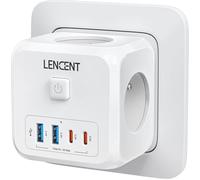 Murale Prise Multiple Secteur USB Multiprise Murale,7 en 1 Multiprise Cube Chargeur USB avec 3 Sorties AC 4000W,2 Type C et 2 Ports