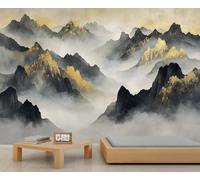 Murales murales de la chaîne de montagnes, papier peint abstrait, papier peint de style chinois pour salon, chambre à coucher, arrière-plan TV, décoration de bureau - 400 x 280 cm