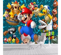 Murales murales de taille personnalisée,Animation 3D Super Mario,Murales murales auto-adhésives amovibles pour décoller et coller Grand papier peint photo