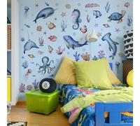 murales poissons autocollants sous la mer autocollants amovibles animaux marins autocollants sous l'eau créatures de l'océan décoration murale pour enfants filles garçon chambre chambre salle