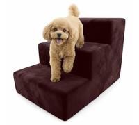 Muralo Escalier pour Chien 3 Marches 30 cm - Escalier Antidérapant pour Petits Chiens et Chats, Housse Magic Velvet Lavable, Supporte Jusqu’à 17 kg, Aide d’Accès au Lit et au Canapé (Bordeaux)