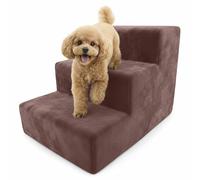 Muralo Escalier pour Chien 3 Marches 30 cm - Escalier Antidérapant pour Petits Chiens et Chats, Housse Magic Velvet Lavable, Supporte Jusqu’à 17 kg, Aide d’Accès au Lit et au Canapé (Vieux Rose)