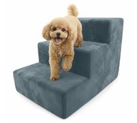 Muralo Escalier pour Chien 3 Marches 30 cm - Escalier Antidérapant pour Petits Chiens et Chats, Housse Magic Velvet Lavable, Supporte Jusqu’à 17 kg, Aide d’Accès au Lit et au Canapé (Bleu Marine)