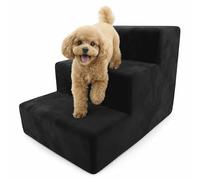 Muralo Escalier pour Chien 3 Marches 30 cm - Escalier Antidérapant pour Petits Chiens et Chats, Housse Magic Velvet Lavable, Supporte Jusqu’à 17 kg, Aide d’Accès au Lit et au Canapé (Noir)