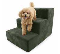 Muralo Escalier pour Chien 3 Marches 30 cm - Escalier Antidérapant pour Petits Chiens et Chats, Housse Magic Velvet Lavable, Supporte Jusqu’à 17 kg, Aide d’Accès au Lit et au Canapé (Kaki)