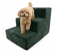 Muralo Escalier pour Chien 3 Marches 30 cm - Escalier Antidérapant pour Petits Chiens et Chats, Housse Magic Velvet Lavable, Supporte Jusqu’à 17 kg, Aide d’Accès au Lit et au Canapé (Vert Bouteille)