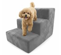 Muralo Escalier pour Chien 3 Marches 30 cm - Escalier Antidérapant pour Petits Chiens et Chats, Housse Magic Velvet Lavable, Supporte Jusqu’à 17 kg, Aide d’Accès au Lit et au Canapé (Gris)