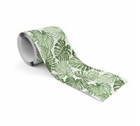 Muralo Frise autocollante - Frise murale décorative pour murs, meubles, plafonds, papiers peints, revêtements muraux, portes,Feuilles vertes du monstera, l x H : 10 cm x 300 cm