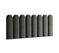 Muralo Panneau mural rembourré, moderne, en velours Magic Velvet, tête de lit, coussin lombaire, pour chambre à coucher, salon, lit, graphite, 20 x 60 cm