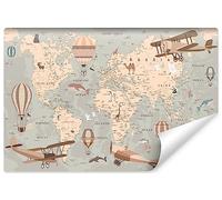 Muralo Papier Peint Intissé 3D Carte du Monde Carte du Monde - 368x254 cm