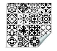 Muralo Papier Peint Noir et Blanc Mosaïque Méditerranéenne - 10m x 53 cm | Revêtement mural vinyle lavable, pose facile, motif haute définition - style moderne pour salon ou bureau