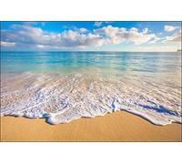 Muralo Papier Peint Panoramique Plage Mer Vagues - 360x240 cm | Tapisserie murale vinyle lavable, pose facile, motif haute définition - déco tendance pour toute la maison