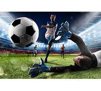 Muralo Papier peint photo autocollant - 270 x 180 cm - Pour garçons - Stade de football - Moderne - Pour chambre d'enfant - Chambre à coucher - Autocollant mural XXL - L 270 x H 180 cm