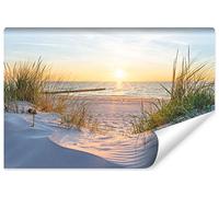 Muralo Papier peint photo Plage Mer Dunes Soleil Ciel Eau Paysage Nature Effet 3D Moderne Papier Peint Mural Décoration Murale pour Salon Chambre Salle à Manger Br. 254 cm x H. 184 cm