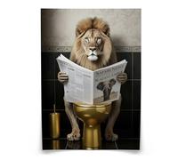 Muralo Poster Lion auf Toilette - 50x70 cm