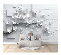 Murals Photo Self-adhesive Wallpaper Optical illusion of white geometric flowers 100x70cm 3D Mural Wall Art Poster Picture Boy Girl Bedroom Gift Decoration Stickers