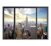 murando - 3D ILLUSION D'OPTIQUE - 140x100 cm Papier peint intissé - Tableaux muraux - Déco - Vue depuis la fenetre - Ville City New York Panorama