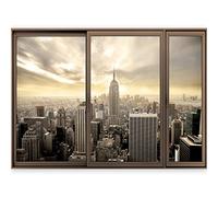 murando - 3D ILLUSION D'OPTIQUE - 140x100 cm Papier peint intissé - Tableaux muraux - Déco - Vue depuis la fenetre - Ville City New York Panorama