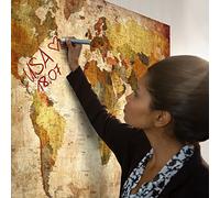 murando - Carte du Monde Design - Impression Recto Verso Laminée 140×100cm | Design Naturel et Rétro, Écriture et Effaçage Faciles, Sous-main de bureau, Poster Mural XXL & Sous-main de Bureau