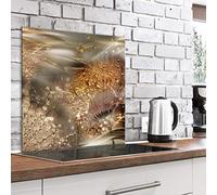 murando - Crédence Verre Cuisine 60x60 cm - Plaque Anti-Projection - Couvercle Anti-éclaboussures crédence - Plaque en Verre trempé - Gouttes d'eau abstraites de Pissenlit b-A-0560-aq-a