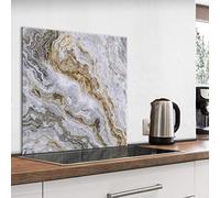 murando - Crédence Verre Cuisine 60x60 cm - Plaque Anti-Projection - Couvercle Anti-éclaboussures crédence - Revêtement Carreaux - Plaque en Verre trempé - Aspect Pierre marbrée f-B-0281-aq-a