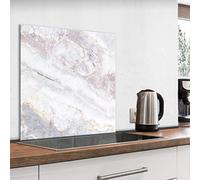 murando - Crédence Verre Cuisine 60x60 cm - Plaque Anti-Projection - Couvercle Anti-éclaboussures crédence - Revêtement Carreaux - Plaque en Verre trempé - Aspect Pierre marbrée f-B-0304-aq-a