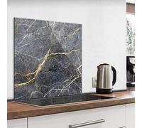 murando - Crédence Verre Cuisine 60x60 cm - Plaque Anti-Projection - Couvercle Anti-éclaboussures crédence - Revêtement Carreaux - Plaque en Verre trempé - Aspect Pierre marbrée f-B-0302-aq-a