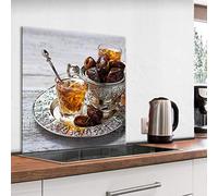 murando - Crédence Verre Cuisine 60x60 cm - Plaque Anti-Projection - Couvercle Anti-éclaboussures crédence - Plaque en Verre trempé - Rendez-Vous gourmands pour l'heure du thé j-B-0091-aq-a