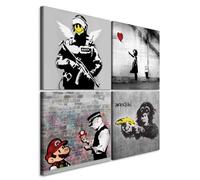 murando - Ensemble de 4 tableaux d'art décoratif 40x40 cm - Impression sur toile décoration murale peinture maison salon chambre - Composition d'images de Banksy n-C-10003-b-a