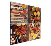 murando - Ensemble de 4 tableaux d'art décoratif 40x40 cm - Impression sur toile décoration murale peinture maison salon chambre - Bois aliments coloré cuisine des légumes j-B-0034-b-i