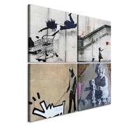 murando - Ensemble de 4 tableaux d'art décoratif 60x60 cm - Impression sur toile décoration murale peinture maison salon chambre - Composition d'images de Banksy 020115-7