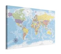 murando - Grand Tableau Décoration Murale Chambre, Continents, 120x80 cm | Clous Inclus, Impression sur Toile, Tableaux, Posters et Arts Décoratifs, Rose, Carte du Monde des Colorés, Fabrication EU
