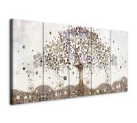 murando - Grand Tableau Décoration Murale Chambre, Gustav Klimt, 200x80 cm | Clous Inclus, Impression sur Toile, Tableaux, Posters et Arts Décoratifs, Doré, Abstraction Artistique Arbres Fleurs Feuilles