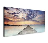murando - Grand Tableau Mural Décoration Moderne Salon, Mer Ciel, 200x80 cm | Clous Inclus, Impression sur Toile, Tableaux, Posters et Arts Décoratifs, Nuages Bois Couple Romantique Eau Lever du Soleil