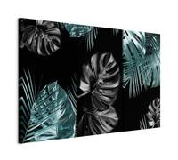 murando - Grand Tableau Mural Décoration Moderne Salon, Nature, 120x80 cm | Clous Inclus, Impression sur Toile, Tableaux, Posters et Arts Décoratifs, Gris, Feuilles Palmiers Plantes, Fabrication EU