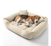 murando - Panier Chien Petite Taille avec 2 Coussins 60x75, Lit pour Chiens | Beige, Velours Doux, Couchage Chien avec 3 Bords Surélevés, Panier Lavable, Panier anti-dérapant, Coussin Chiens