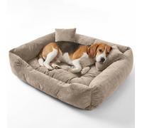 murando - Panier Chien Petite Taille avec 2 Coussins 60x75, Lit pour Chiens | Beige, Velours Doux, Couchage Chien avec 3 Bords Surélevés, Panier Lavable, Panier anti-dérapant, Coussin Chiens