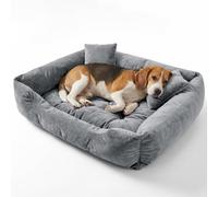 murando - Panier pour Chien Moyen Taille, 2 Coussins 60x75cm Coussin Chiens | Gris Clair, Velours Doux, Couchage Chien avec 3 Bords Surélevés, Panier Chien Lavable, Panier anti-dérapant