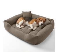 murando - Panier pour Chien Moyen Taille, 2 Coussins 60x75cm Coussin Chiens | Marron, Tissu Côtelé Doux, Couchage Chien avec 3 Bords Surélevés, Panier Chien Lavable, Panier anti-dérapant