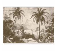 murando - Papier peint Autocollant Décoratif 392x280 cm - Revêtement mural adhésif - Tropical Beige Île Palmiers Végétation Monochrome Pointe Sèche Paysage Océanique c-H-10062-a-a