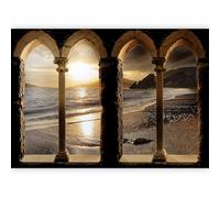 murando - Papier peint panoramique 150x105 cm - Revêtement mural chambre salon - Décoration murale design moderne - Château Mer Eau Noir Paysage Architecture Plage 10110904-28