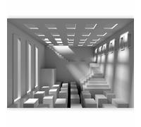 murando - Papier peint panoramique 350x256 cm - Revêtement mural décoration pour chambre salon - Design moderne - Blanc gris - Figures géométriques d'abstraction, tunnels géométriques n-A-1038-a-a