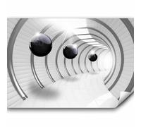 murando - Papier peint panoramique abstrait 250x175 cm - Revêtement mural décoration salon - Abstraction noir figures géométriques illusion espace moderne tunnels gris clair a-C-0001-a-a