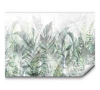 murando - Papier Peint Panoramique Adhésif Nature 343x256 cm - Tapisserie Murale Autocollante Décoration - Gris vert - Couleurs paysage feuilles nature plantes tendances b-A-0696-a-b