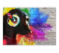 murando - Papier peint panoramique animal 250x175 cm - Revêtement mural décoration salon - Design moderne - Rose gris violet beige - Brique coloré singes musique animaux adolescent g-A-0236-a-a