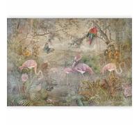 murando - Papier peint panoramique animal 350x256 cm - Revêtement mural décoration salon - Design moderne - Marron blanc gris vert - Nature coloré animaux paysage rétro ancien g-C-0392-a-a