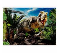 murando - Papier peint panoramique animal 400x280 cm - Revêtement mural décoration pour chambre salon - Design moderne - Vert noir bleu - Dinosaures pierre feuilles nature animaux g-C-0095-a-a