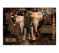 murando - Papier peint panoramique animal 400x280 cm - Revêtement mural décoration salon - Design moderne - Gris vert beige - Afrique étoiles espace nature nuit éléphants animaux g-A-0011-a-b